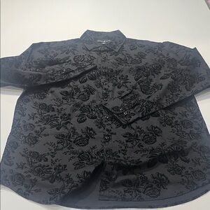 Beverly Hills Polo Club Charcoal  Velvet Floral Shirt
